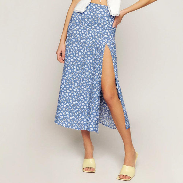 European And American Leopard Print Long Skirt High Waist Slit Hip Skirt - Deck Em Up