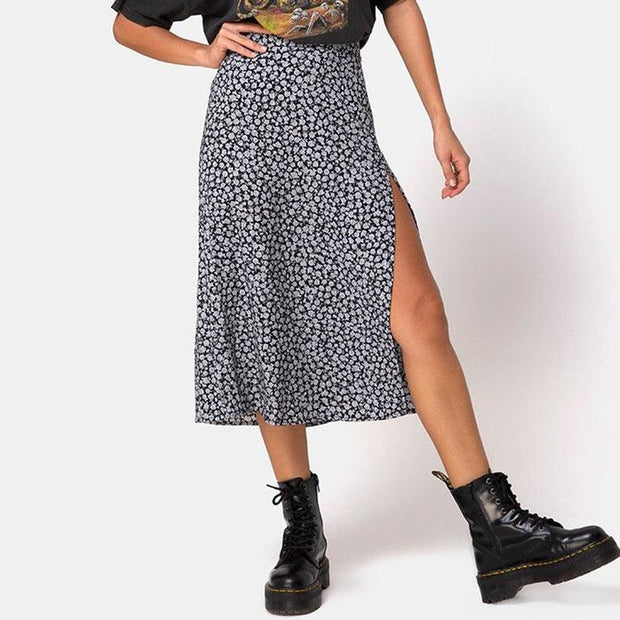 European And American Leopard Print Long Skirt High Waist Slit Hip Skirt - Deck Em Up