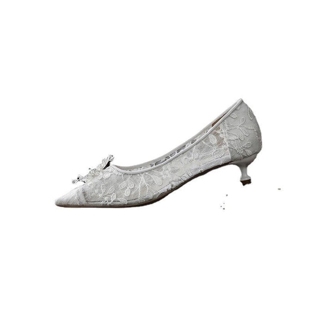 Wedding Shoes Flat White Wedding Dress Crystal Low Heel Shoes - Deck Em Up
