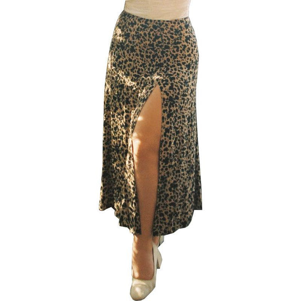 European And American Leopard Print Long Skirt High Waist Slit Hip Skirt - Deck Em Up