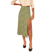 European And American Leopard Print Long Skirt High Waist Slit Hip Skirt - Deck Em Up