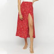 European And American Leopard Print Long Skirt High Waist Slit Hip Skirt - Deck Em Up