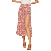 European And American Leopard Print Long Skirt High Waist Slit Hip Skirt - Deck Em Up