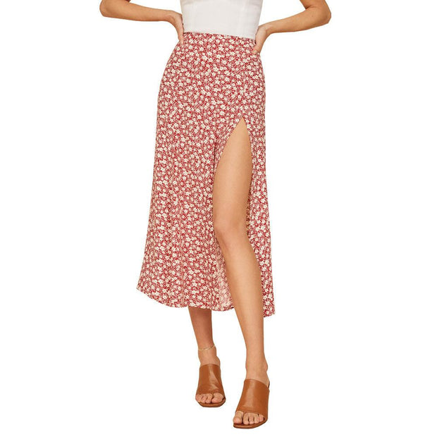 European And American Leopard Print Long Skirt High Waist Slit Hip Skirt - Deck Em Up