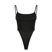 New Women's Solid Color High-elastic Low Collar Sling Backless Tight American One-piece Vest - Deck Em Up