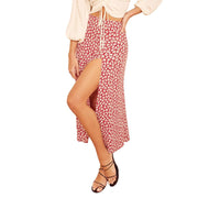 European And American Leopard Print Long Skirt High Waist Slit Hip Skirt - Deck Em Up