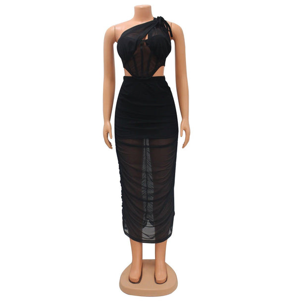 Women's Clothing Mesh Two-piece Set Designer Dress Sexy - Deck Em Up