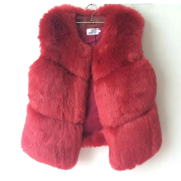 ZADORIN 3XL Autumn Winter Thick Warm Faux Fox Fur Vest Women High Quality Fashion V-Neck Short Fur Coat Female Fur Waistcoat - Deck Em Up