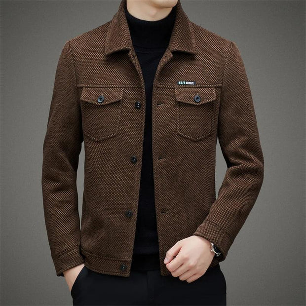 High Quality Men's Thick Casual Coat Spring and Autumn Jacket Men New Middle-aged Dad Wear Lapel Trend All The Top - Deck Em Up