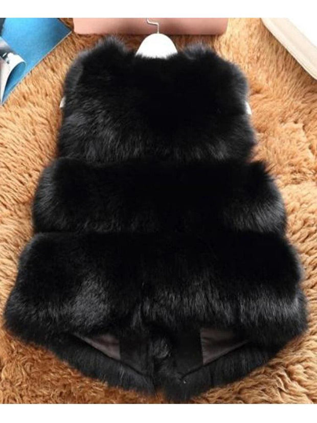 ZADORIN 3XL Autumn Winter Thick Warm Faux Fox Fur Vest Women High Quality Fashion V-Neck Short Fur Coat Female Fur Waistcoat - Deck Em Up