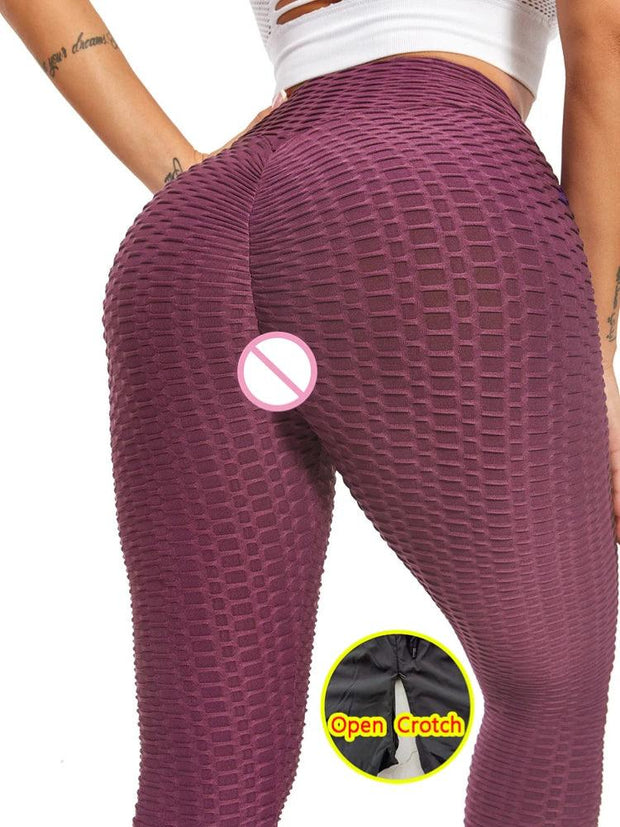 Woman Sexy Open Crotch Leggings Hide Double Zippers Invisable Take Off Couple Outdoor Sex Pants Crotchless Panties Tight Push Up - Deck Em Up