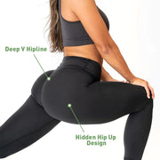 SHINBENE Sculpt Peach High Waist V Cut Back Gym Fitness Tights Yoga Pants Hidden Scrunch Butt Sport Leggings for Women - Deck Em Up