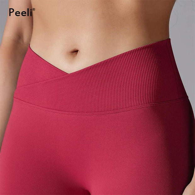 Scrunch Butt Gym Leggings Women Clothing V Cross High Waist Yoga Pants Seamless Sports Leggings Femme Push Up Yoga Leggings - Deck Em Up