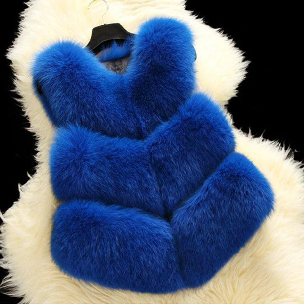 ZADORIN 3XL Autumn Winter Thick Warm Faux Fox Fur Vest Women High Quality Fashion V-Neck Short Fur Coat Female Fur Waistcoat - Deck Em Up