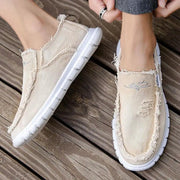 New Casual Frayed Canvas Shoes For Men Summer Breathable Espadrilles Man Slip On Distressed Sneakers Male Ultra Light Boat Shoes - Deck Em Up