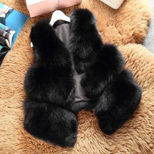ZADORIN 3XL Autumn Winter Thick Warm Faux Fox Fur Vest Women High Quality Fashion V-Neck Short Fur Coat Female Fur Waistcoat - Deck Em Up