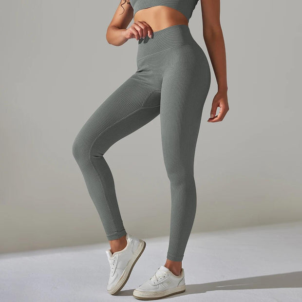 Solid White Women Leggings Seamless Gym Leggings Quick Dry Fitness Pants High Waist Running Pants Hips Push up Sports Leggings - Deck Em Up