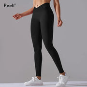 Scrunch Butt Gym Leggings Women Clothing V Cross High Waist Yoga Pants Seamless Sports Leggings Femme Push Up Yoga Leggings - Deck Em Up