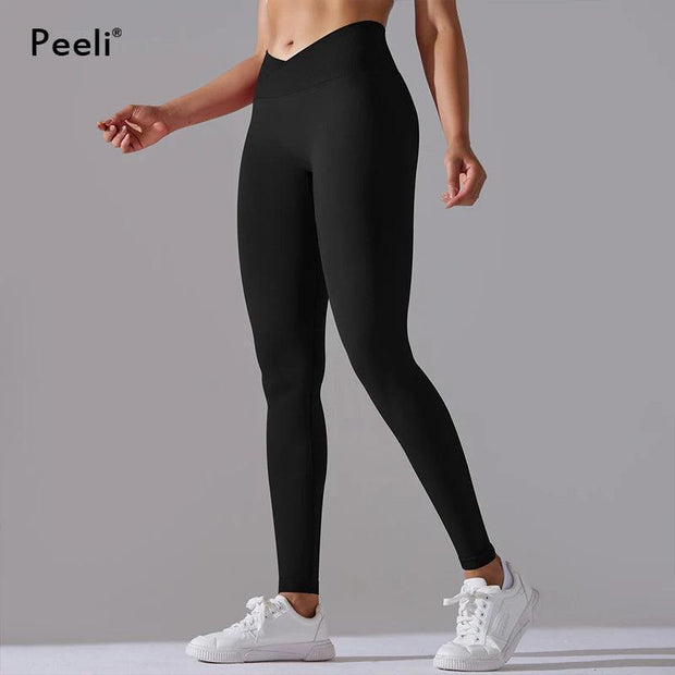 Scrunch Butt Gym Leggings Women Clothing V Cross High Waist Yoga Pants Seamless Sports Leggings Femme Push Up Yoga Leggings - Deck Em Up