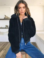 Women Thick Warm Teddy Bear Pocket Fleece Jacket Coat Zip Up Outwear Overcoat Winter Soft Fur Jacket Female Plush Coat Elegant - Deck Em Up
