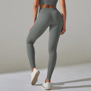 Solid White Women Leggings Seamless Gym Leggings Quick Dry Fitness Pants High Waist Running Pants Hips Push up Sports Leggings - Deck Em Up