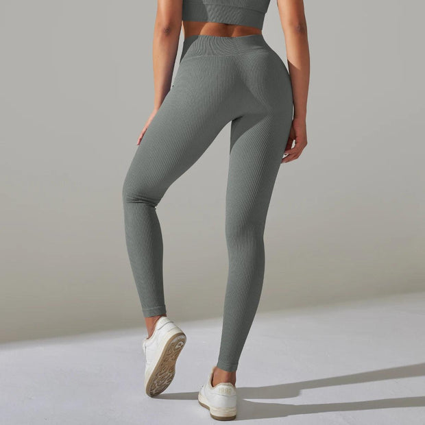 Solid White Women Leggings Seamless Gym Leggings Quick Dry Fitness Pants High Waist Running Pants Hips Push up Sports Leggings - Deck Em Up