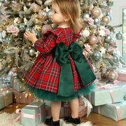 Girls Kids Red Checkered Bow Christmas Dress - Deck Em Up