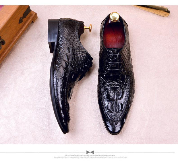 Men's Dress Shoes Crocodile Pattern British Formal Business - Deck Em Up