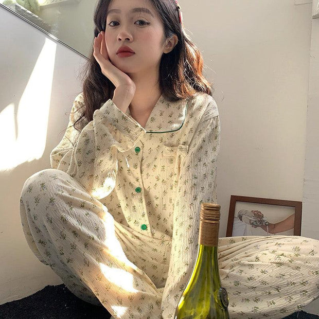 Simple Elegant Printed Women's Thin Home Clothing Set - Deck Em Up