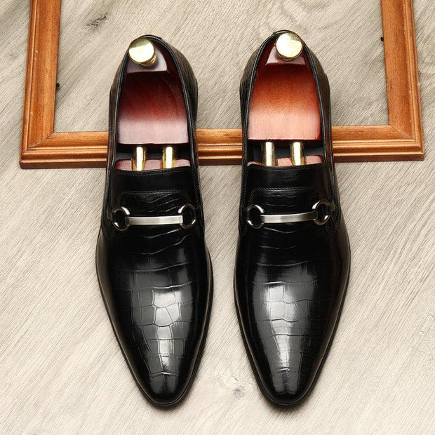 Men's Fashion Top Layer Cowhide Business Dress Shoes - Deck Em Up