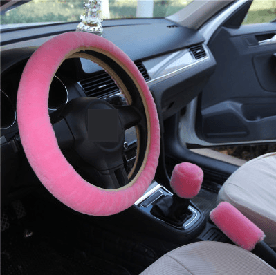 Winter Wool Car Cover Plush Steering Wheel Cover 3 Piece Set - Deck Em Up
