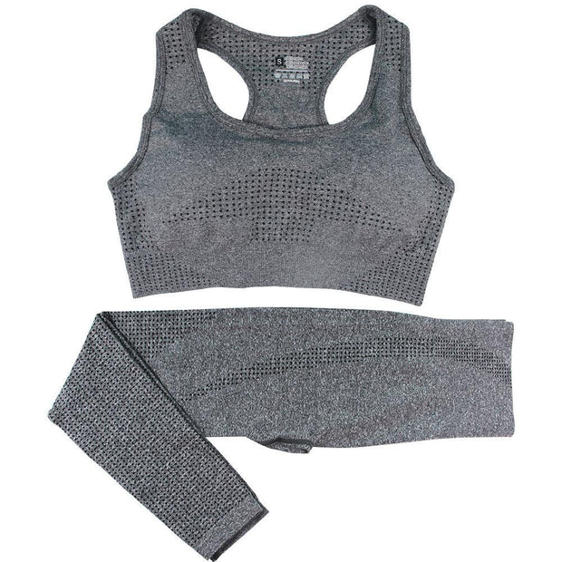 2 Piece Seamless Yoga Set Women Tracksuit High Waist Leggings Workout Sportswear Gym Clothing Fitness Crop Top Sports Suits Gym Set - Deck Em Up