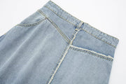 Fashionable Asymmetric High Waist Denim Skirt - Deck Em Up