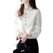 Womens Striped Long Sleeve Top Design Niche Shirt - Deck Em Up