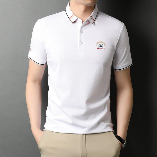 Summer New Style Short-Sleeved Lapel Polo Shirt Pure Color Casual Self-Cultivation Tide Brand - Deck Em Up