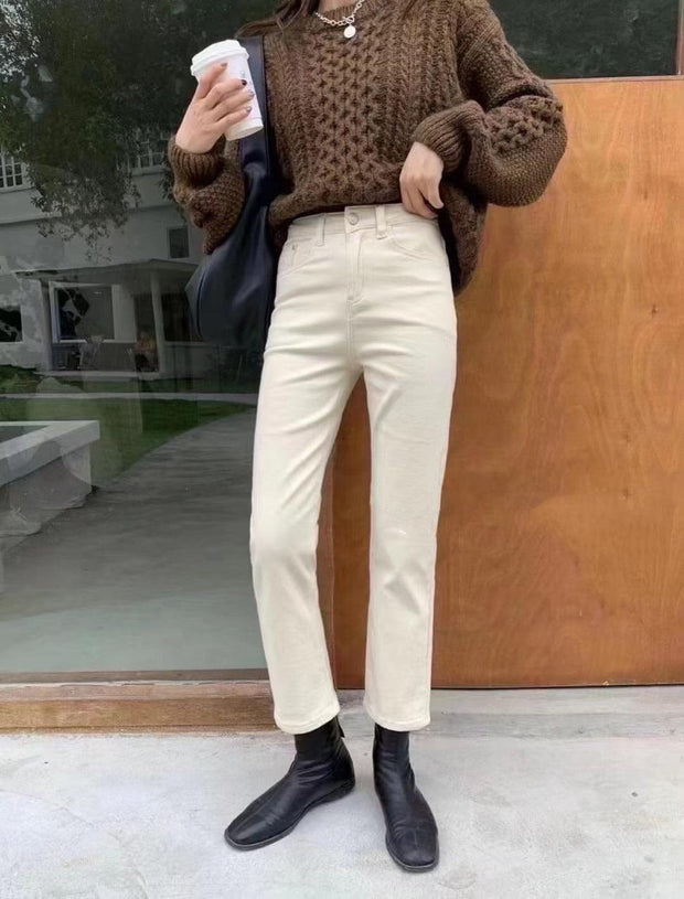 Fallwinter New Style Womens Brushed Cigarette Jeans - Deck Em Up