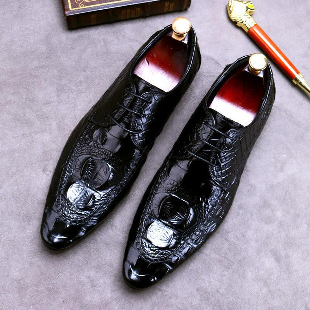 Men's Dress Shoes Crocodile Pattern British Formal Business - Deck Em Up
