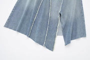 Fashionable Asymmetric High Waist Denim Skirt - Deck Em Up