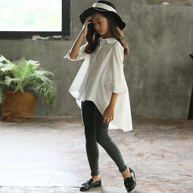 Girls' Big Kids Loose Fashionable Tops Korean Style Shirts Big Kids' Swallowtails - Deck Em Up