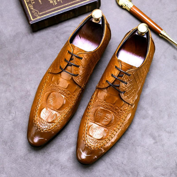 Men's Dress Shoes Crocodile Pattern British Formal Business - Deck Em Up
