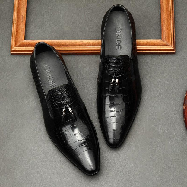 Formal Men Business Dress Pointed Toe Shoes Genuine Leather Mens - Deck Em Up