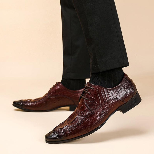 Men's Dress Shoes Crocodile Pattern British Formal Business - Deck Em Up