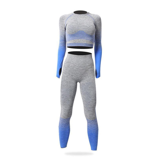 Seamless Yoga Clothing Set Striped Knit Hip Lift Stretch - Deck Em Up