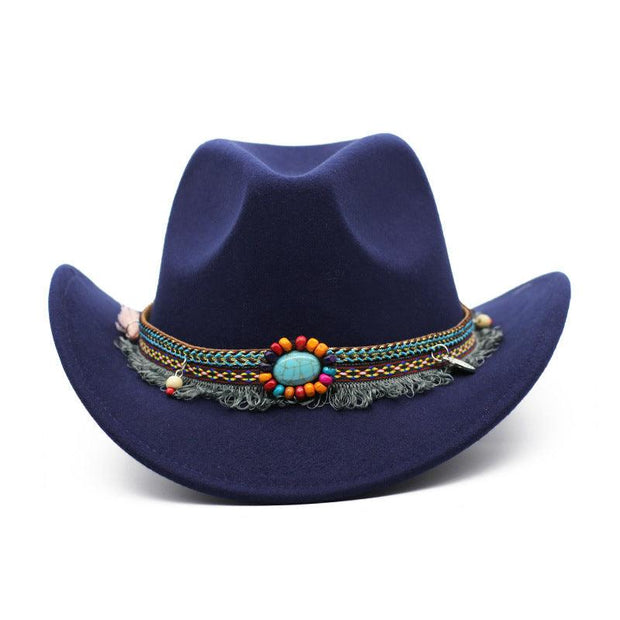 Cowboy Hats Curled Felt Riding Men And Women - Deck Em Up