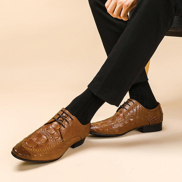 Men's Dress Shoes Crocodile Pattern British Formal Business - Deck Em Up