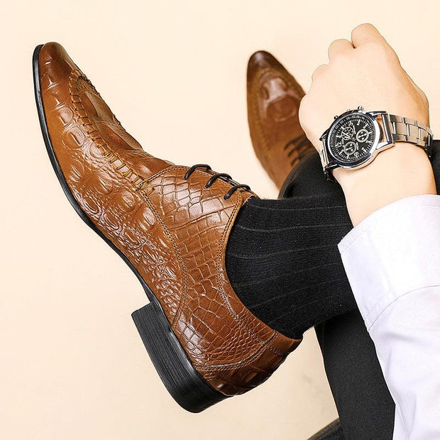 Men's Dress Shoes Crocodile Pattern British Formal Business - Deck Em Up