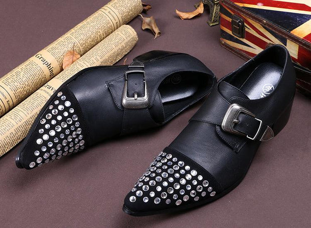 Buckle Rhinestone Low-Top Dress Shoes Men - Deck Em Up